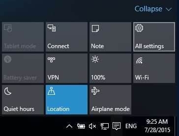 Windows 10 review: The Action Center shortcut panel