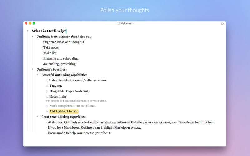 Outlinely Express Is A Powerful Free Outliner For Mac