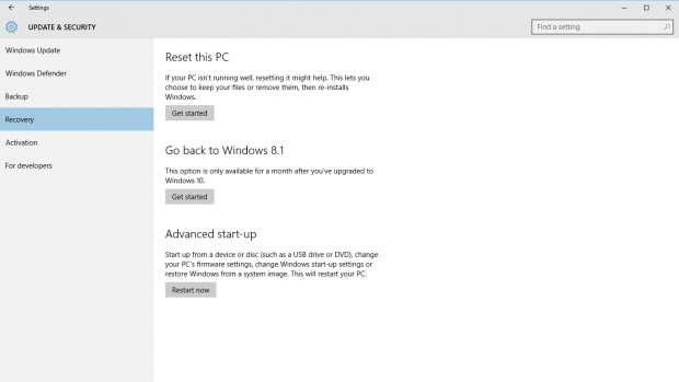 How to downgrade Windows 10 to Windows 8.1 and Windows 7 - settings