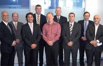 (Left to Right): Cisco's Larry Bloch, Express Data's Mal Shaw, Firewall's Nick Verykiosm DiData's Neil Campbell, McAfee's Alan Bell, LAN's Leigh Howard, Loop's Martin Bicknell, LAN 1's Robert Harkness and Secure's Eric Krieger