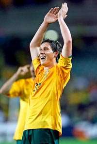 Millsy sees himsel on the big screen in the green and gold