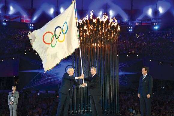 london-olympics-2012 London mayor Boris Johnson passes a new Games legacy to Rio Mayor