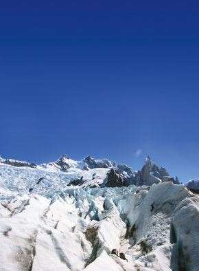 Glacier The Grande glacier with the needle of Cerro Torre beyond.