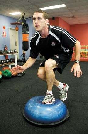 IS210TrainingDay05 “I do a lot of lunging on the stability ball (half Swiss ball with a solid, flat base)