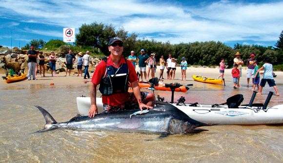 IS218IntoIt04 Paul O’Leary’s 78kg marlin set a kayak fishing catch benchmark