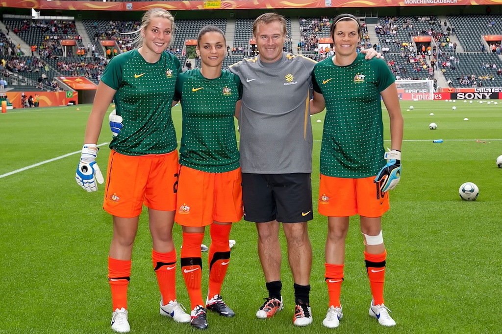Dumont, Melissa Barbieri, Paul Jones (GK coach), Lydia Williams at the 2011 WWC | (Credit: Joseph Mayers)