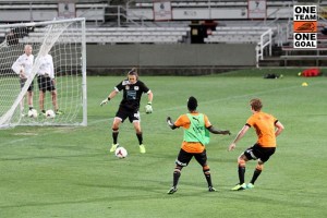 Joining in at the A-League team's training | Credit: Brisbane Roar