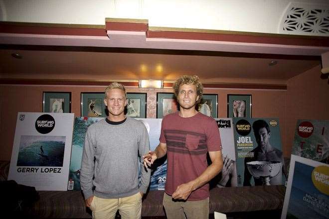 Adam Melling and Kai Otton positively stoked on the night. Photo by Blake Ormerod