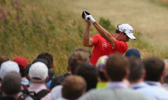 Adam Scott drives from the 17th tee during the second round. PHOTO: Getty Images