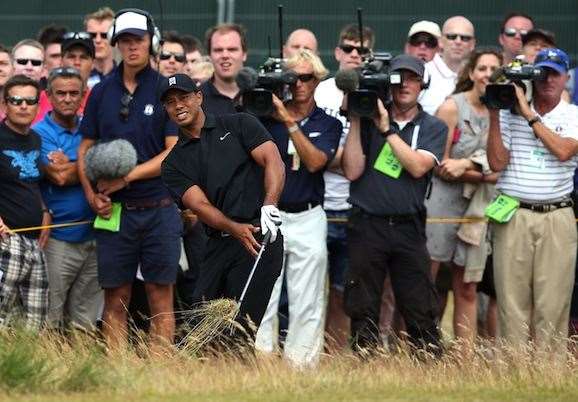 Tiger Woods plays from the rough on the 3rd hole. PHOTO: Getty Images