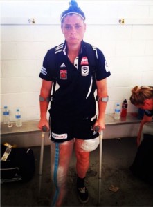 I think I need to ice my whole body tonight. ???? #inthewars #inflatableleg (Brianna Davey Instagram)