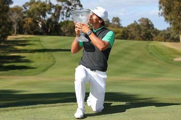 Thorbjorn Olesen led from wire-to-wire to get his hands on the ISPS Handa Perth International trophy. PHOTO: Getty Images