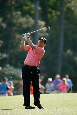 Pretty in pink: Phil Mickelson's tribute to Arnold Palmer was to wear a pink shirt for the third round. PHOTO: Getty Images.
