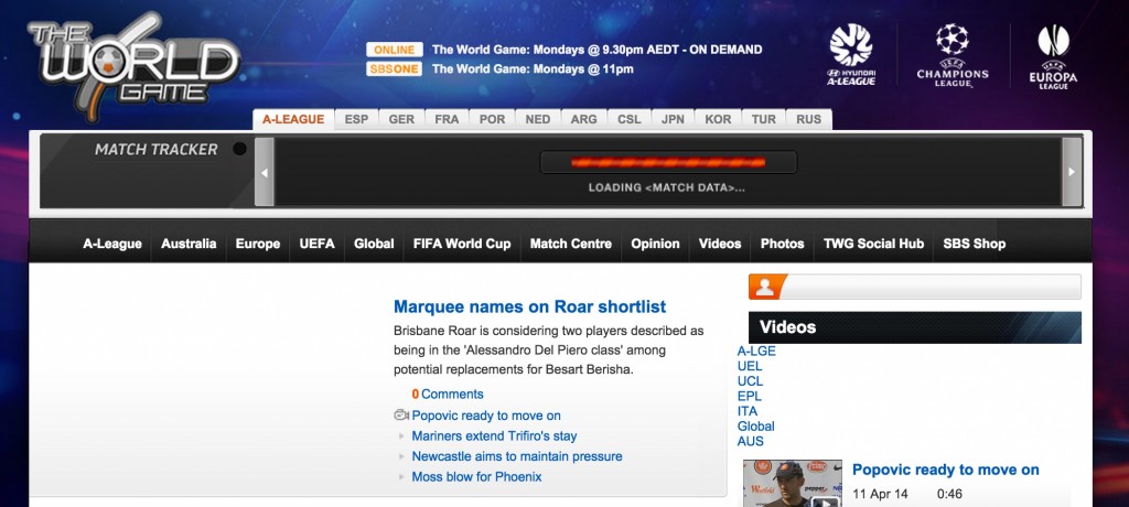 Screenshot of The World Game on 8 April 2014 via Web Archive