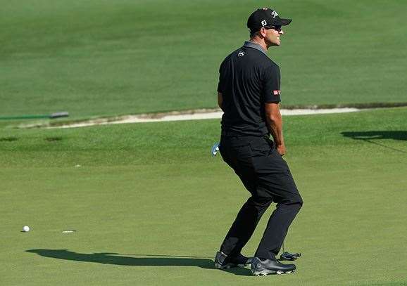 Adam Scott (72) played controlled golf and missed a few makeable putts including this one at the par-5 2nd hole. PHOTO: Getty Images