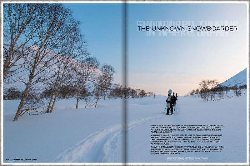 The Unknown Snowboarders - Snowboard Touring in Niseko, Japan with Owen 'Snowy' McMahon, Scott 'Boltsy' Baker and Simon ' Simmo' Portelli. Photos by Aaron Jamieson