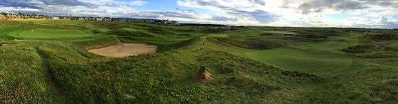 Prestwick’s hidden and protected 17th green confounds at first but is enthralling once discovered. PHOTO: Brendan James