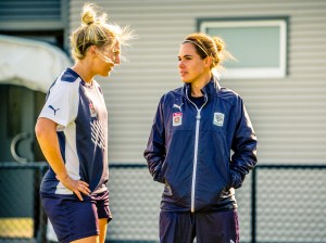 Rajcic and Rosie Sutton at training (Credit: Adam Butler)