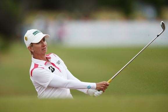 Karrie Webb is just two strokes from the lead, midway through the championship. PHOTO: Morne de Klerk/Getty Images.