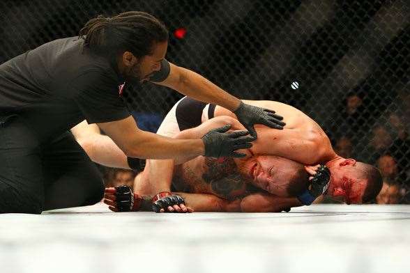 McGregor submits. (Photo by Getty Images).