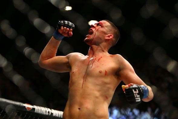 Nate Diaz celebrates his win (Photo by Getty Images)