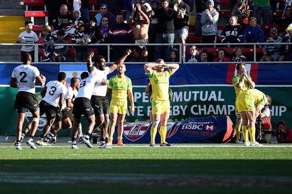 Fiji scoring in the final. (Photo by Getty Images)