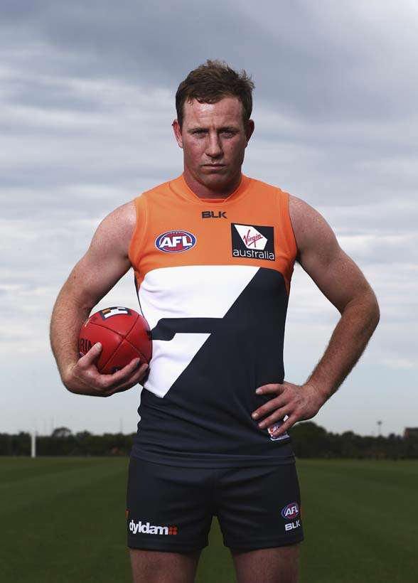SYDNEY, AUSTRALIA - OCTOBER 21: Steve Johnson of the Giants poses during a Greater Western Sydney Giants AFL media opportunity at Tom Wills Oval on October 21, 2015 in Sydney, Australia. (Photo by Ryan Pierse/Getty Images)