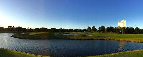 Water cuts in much closer to the 9th green, making this par-5 a greater challenge for all players.