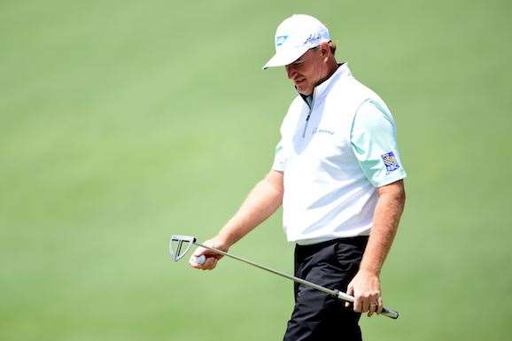 Ernie Els yipped multiple times on the 1st green, six-putting for a disastrous nine at the opening hole. PHOTO: Harry How/Getty Images