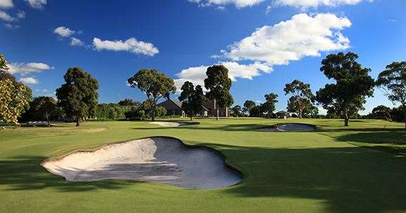 The beautiful and demanding par-4 9th hole.