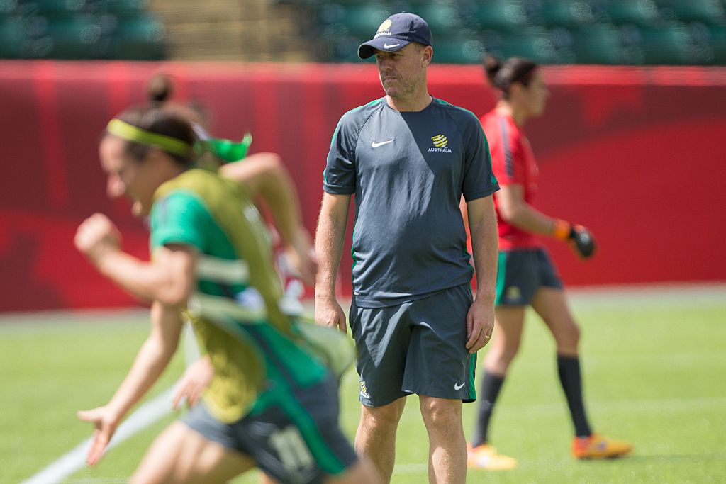 Stajcic overseeing Matildas training at the Women's World Cup (Photo: Getty Images)