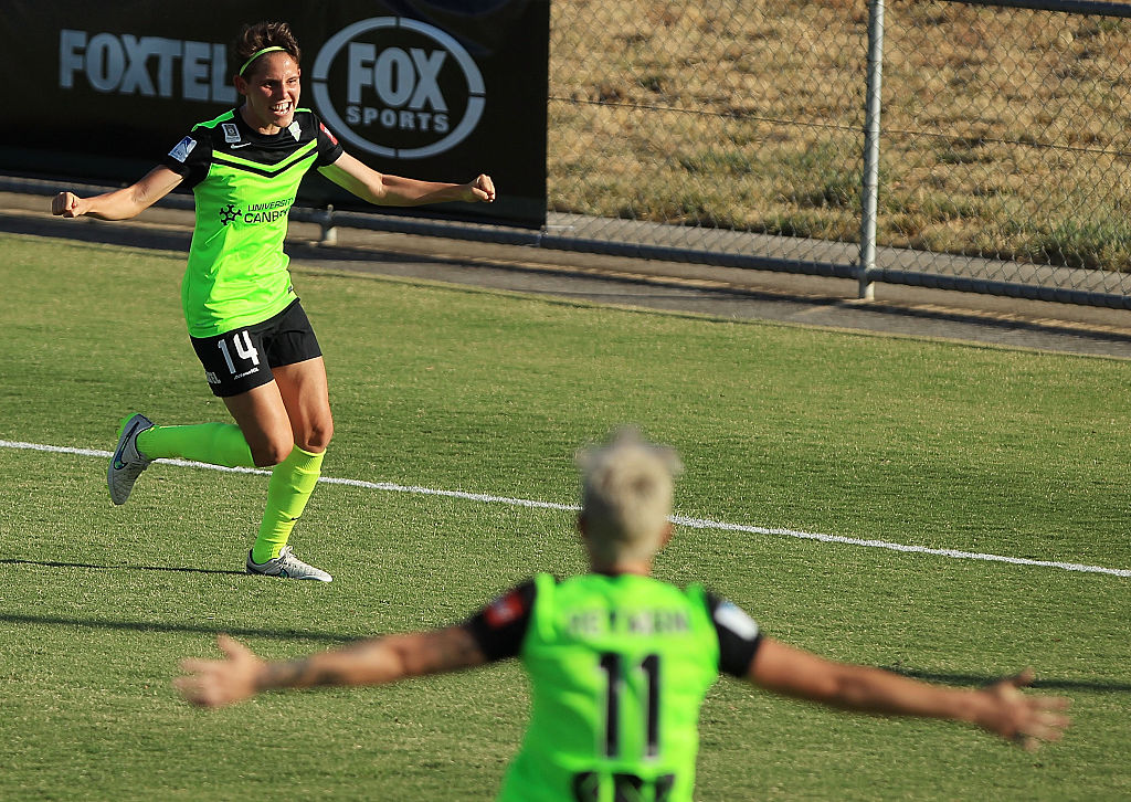 Sykes celebrating one of her seven goals in the 2015/16 season (Photo: Stefan Postles/Getty Images)