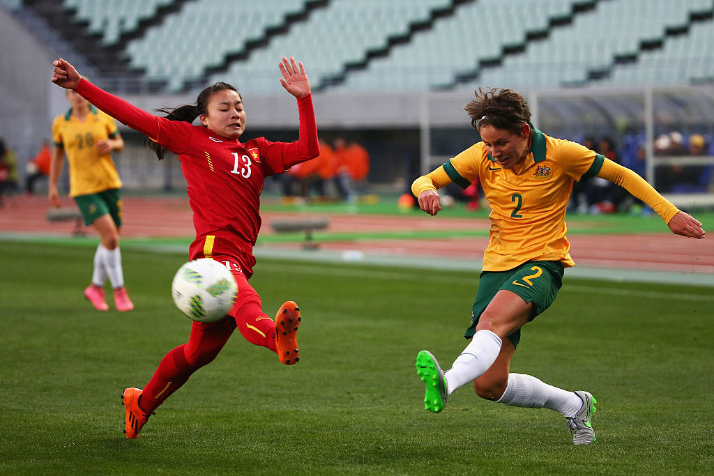 Sykes found the back of the net against Vietnam in the WOQ (Photo: Getty Images)