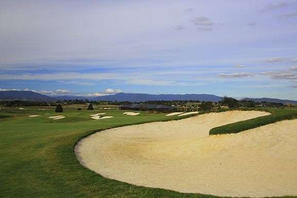 Sand dominates the long par-4 9th hole. PHOTO: Brendan James/Golf Australia magazine