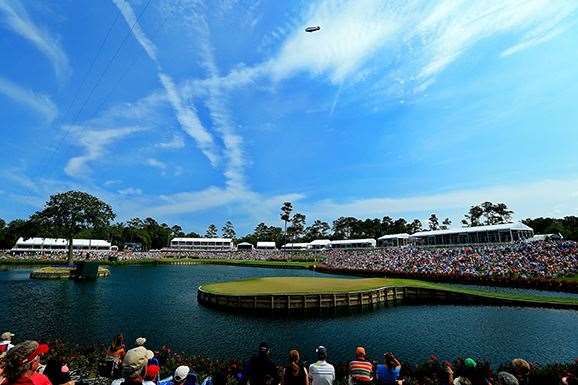 The ominous 17th hole at TPC Sawgrass, home of the Players Championship. PHOTO: David Cannon/Getty Images.