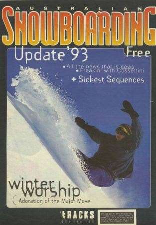 Cal Goodman ripping the top off one at The Bluff, Thredbo. Circa 1993. Photo: Scott Needham