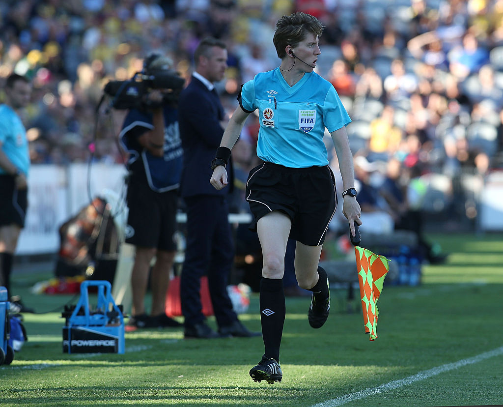 Flynn in action at the A-League match between the Central Coast Mariners and the Newcastle Jets (Photo by Tony Feder/Getty Images)