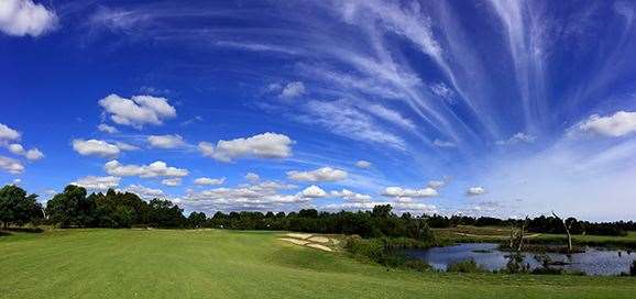 Wetlands to the right of the par-4 12th can be avoided by taking the more cautious route along the left. PHOTO: Brendan James