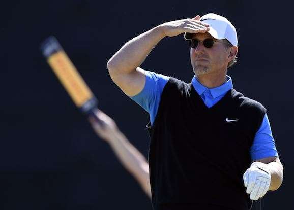 David Duval finished with a 9 on the 11th. PHOTO: Andy Buchanan/AFP/Getty Images.
