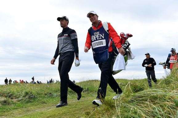Stenson and his caddie Gareth Lord walk ahead of Phil Mickelson during the final round duel. PHOTO: Stuart Franklin/Getty Images.