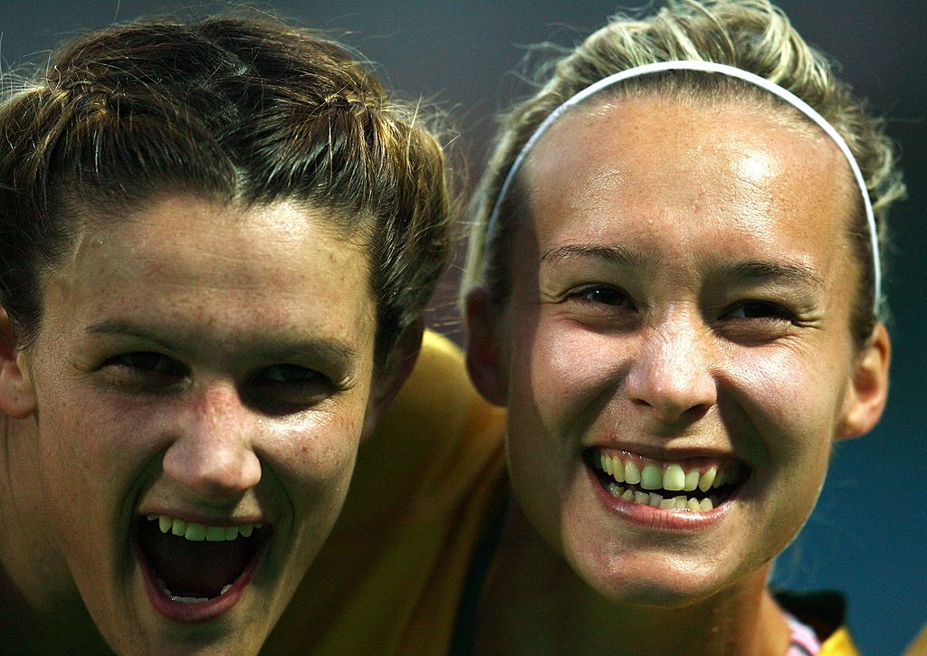 Alagich with Rhian Davies at the 2007 WWC (Photo by Paul Gilham/Getty Images)