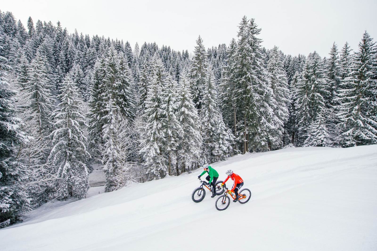 riding a bike in the snow