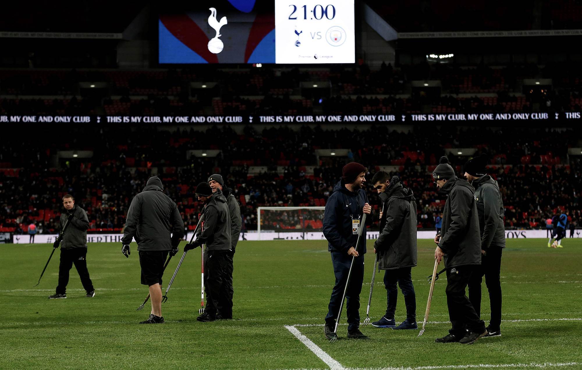 Premier League: Wembley pitch's poor condition before Tottenham's game  against Manchester City