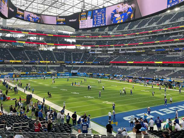 Los Angeles Rams Unsigned Super Bowl LVI SoFi Stadium Celebration Aerial  Photograph