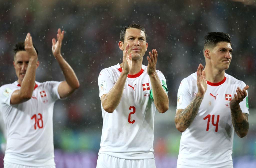 Granit Xhaka of Switzerland is attacked by Nikola Milenkovic of News  Photo - Getty Images