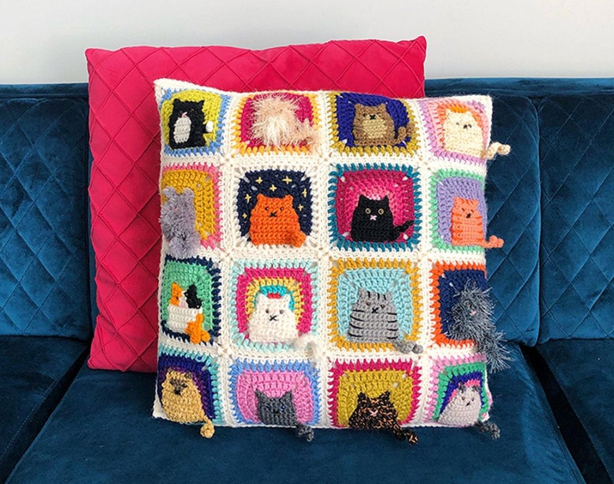 learn how to crochet catthemed granny squares • craft • frankie