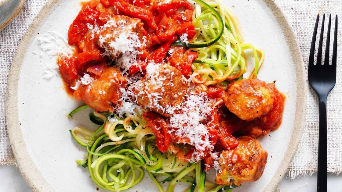 Faye James' Chickpea meatballs with zoodles - Food - Prevention Australia