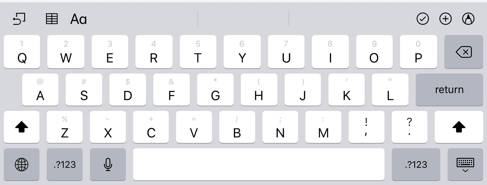 ios 10.0.2 keypad layout