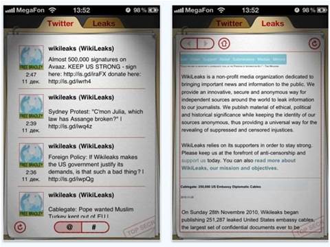 Apple pulls Wikileaks app