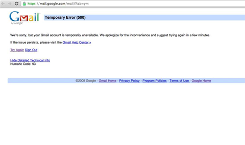 Gmail suffers hour-long outage
